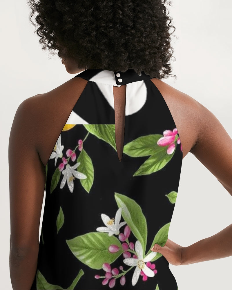 Lemon Flowers Women's Halter Dress