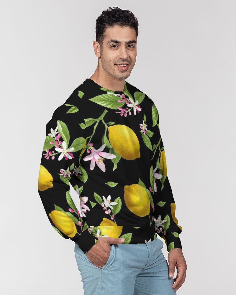 Lemon Flowers Men's Classic French Terry Crewneck Pullover