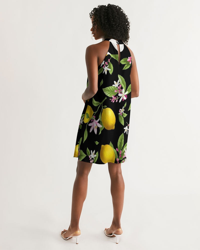Lemon Flowers Women's Halter Dress
