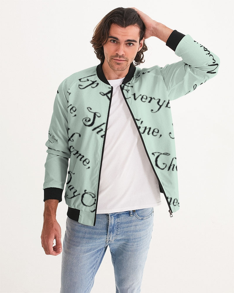 Light Mint Green Solid Men's Bomber Jacket