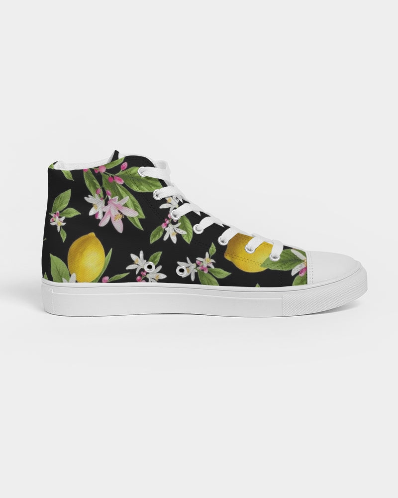 Lemon Flowers Men's Hightop Canvas Shoe