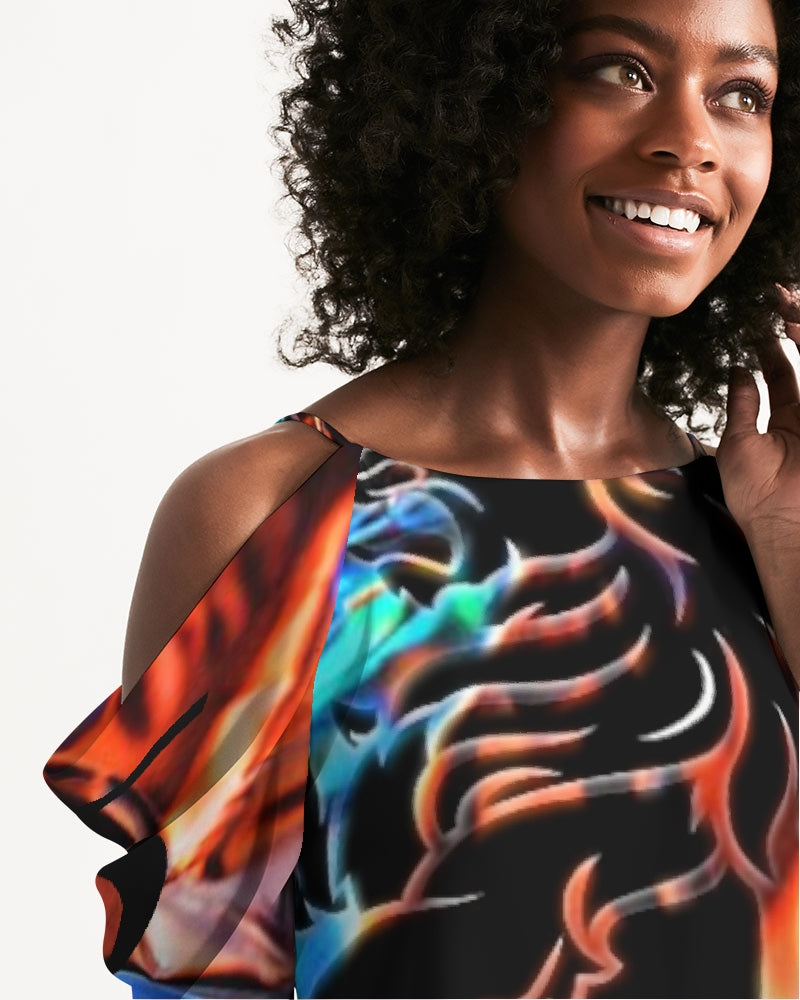 JAZZ1 Women's Open Shoulder A-Line Dress