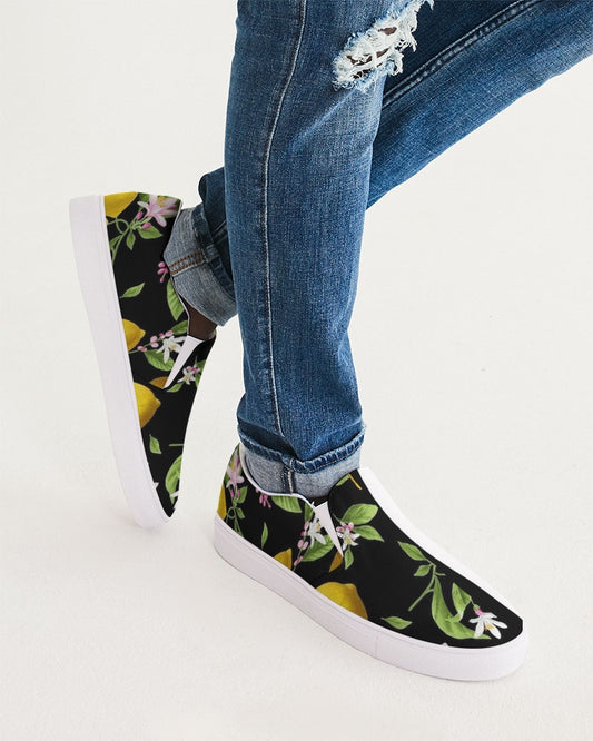 Lemon Flowers Men's Slip-On Canvas Shoe