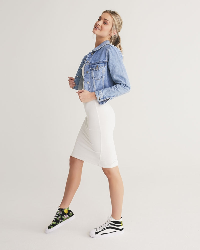 Lemon Flowers Women's Hightop Canvas Shoe