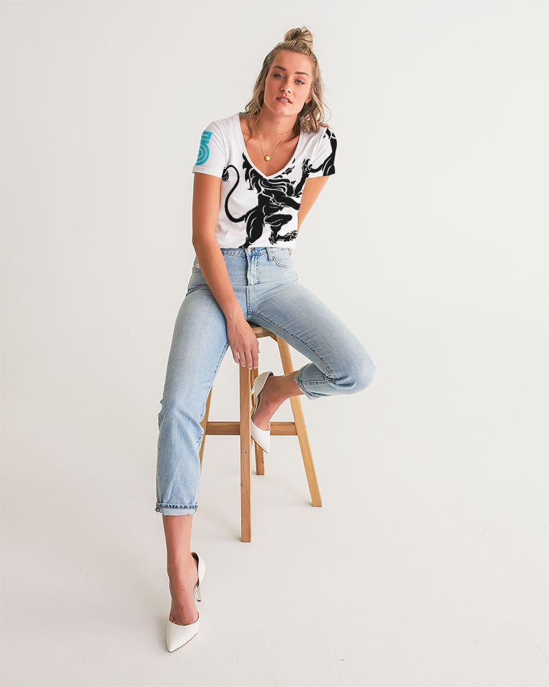 full Lion w bkgrd Women's V-Neck Tee