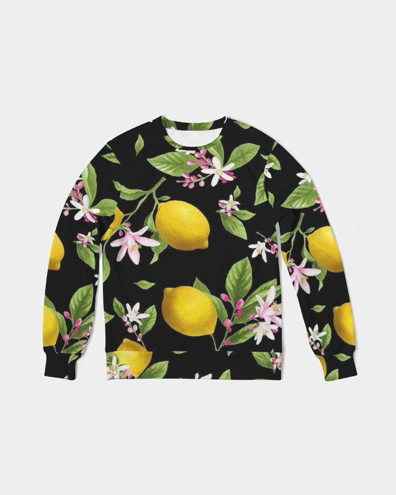 Lemon Flowers Men's Classic French Terry Crewneck Pullover