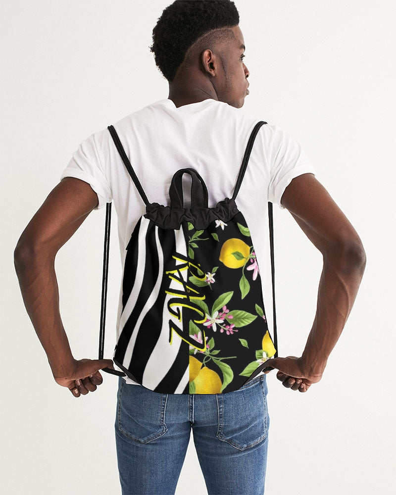 Lemon Flowers Canvas Drawstring Bag