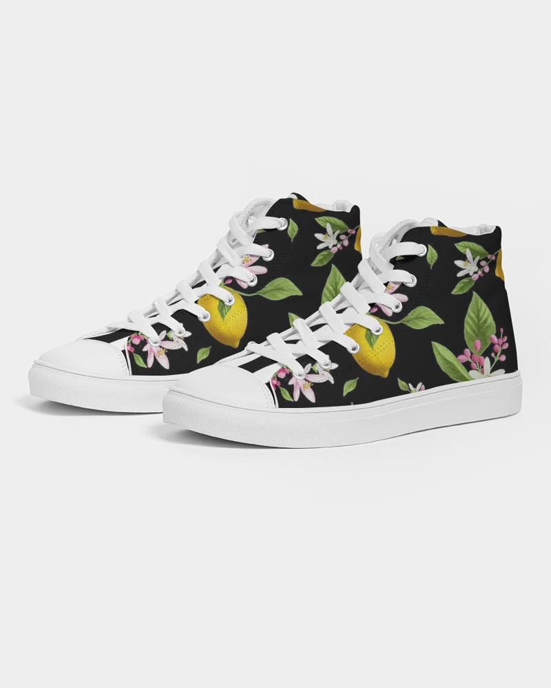 Lemon Flowers Men's Hightop Canvas Shoe
