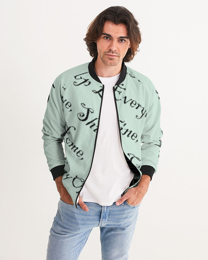 Light Mint Green Solid Men's Bomber Jacket