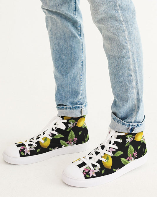 Lemon Flowers Men's Hightop Canvas Shoe