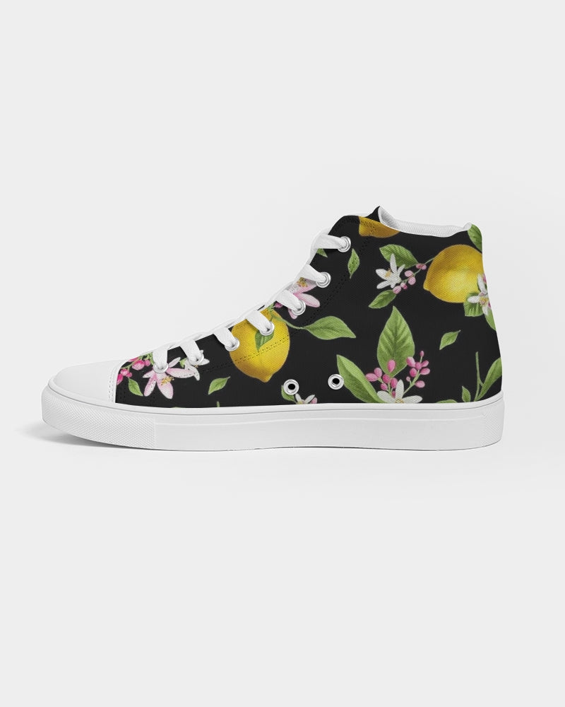 Lemon Flowers Men's Hightop Canvas Shoe