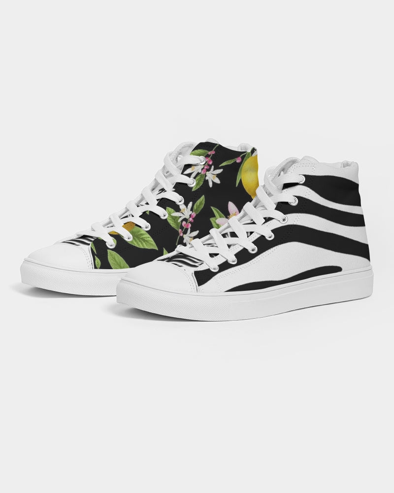 Lemon Flowers Women's Hightop Canvas Shoe