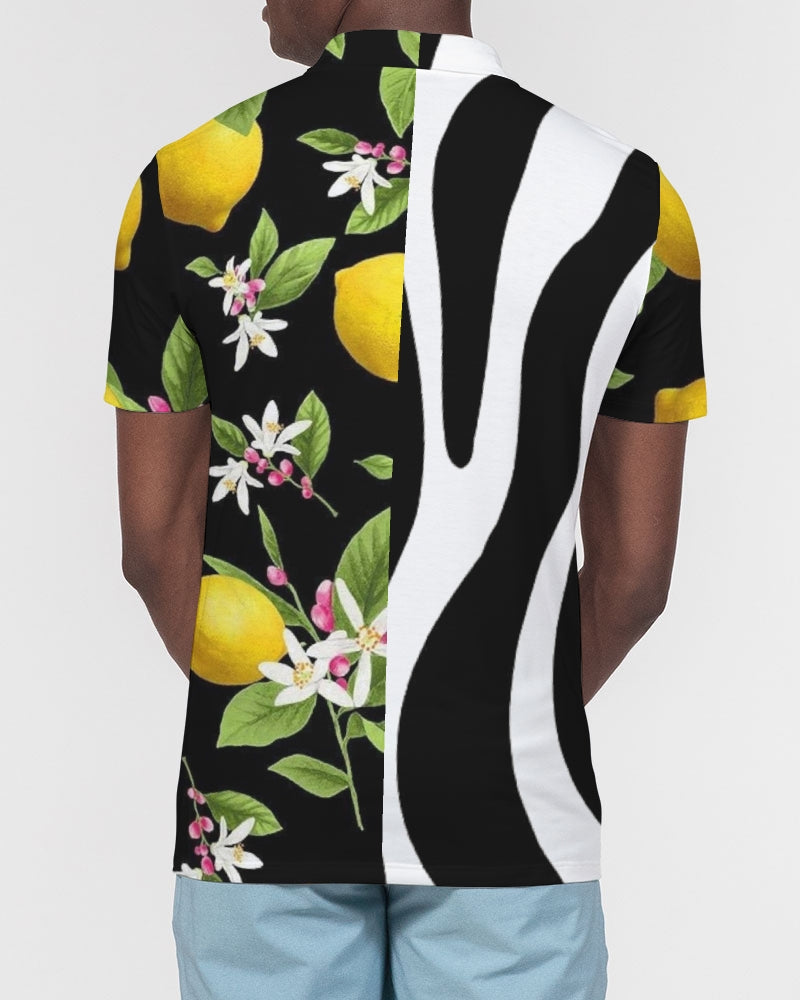 Lemon Flowers Men's Slim Fit Short Sleeve Polo
