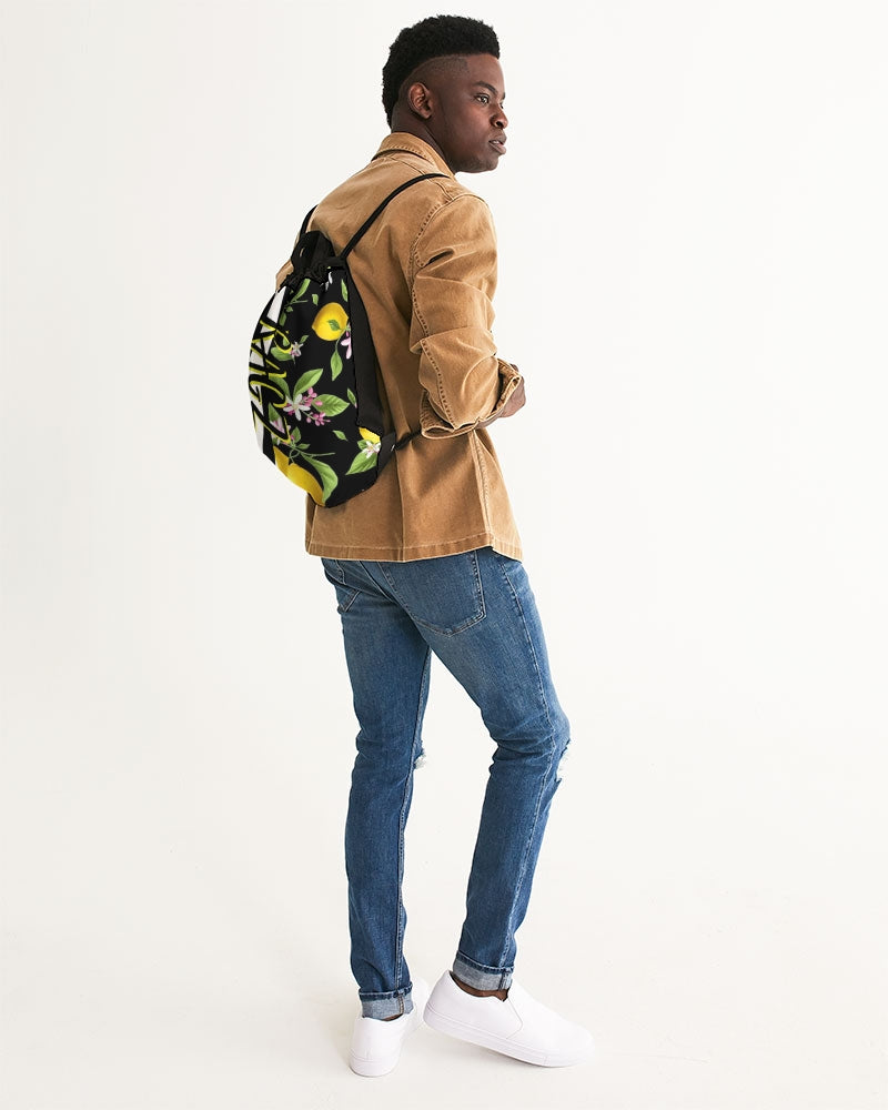 Lemon Flowers Canvas Drawstring Bag