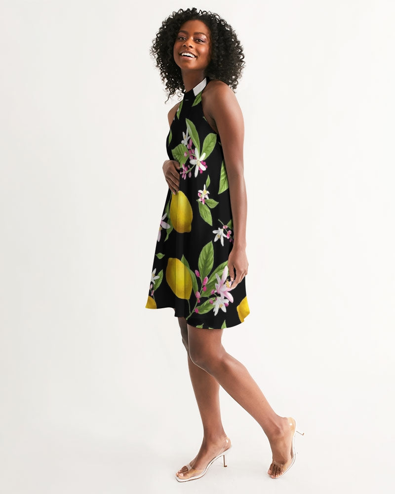 Lemon Flowers Women's Halter Dress