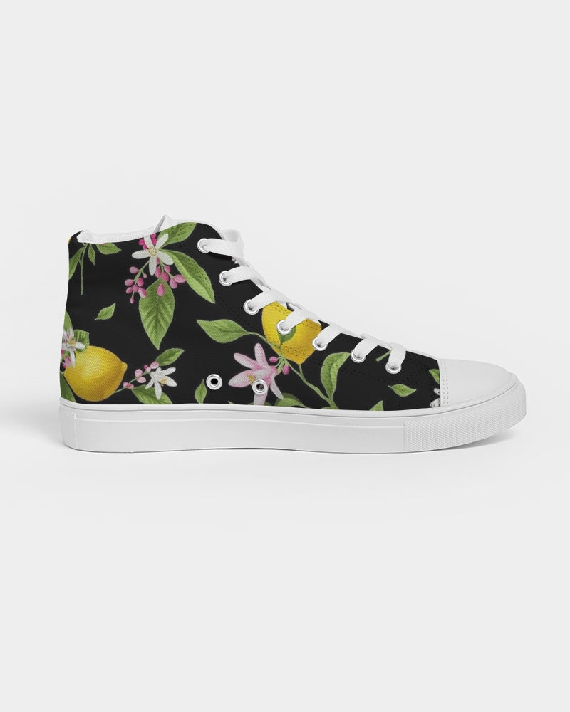 Lemon Flowers Women's Hightop Canvas Shoe