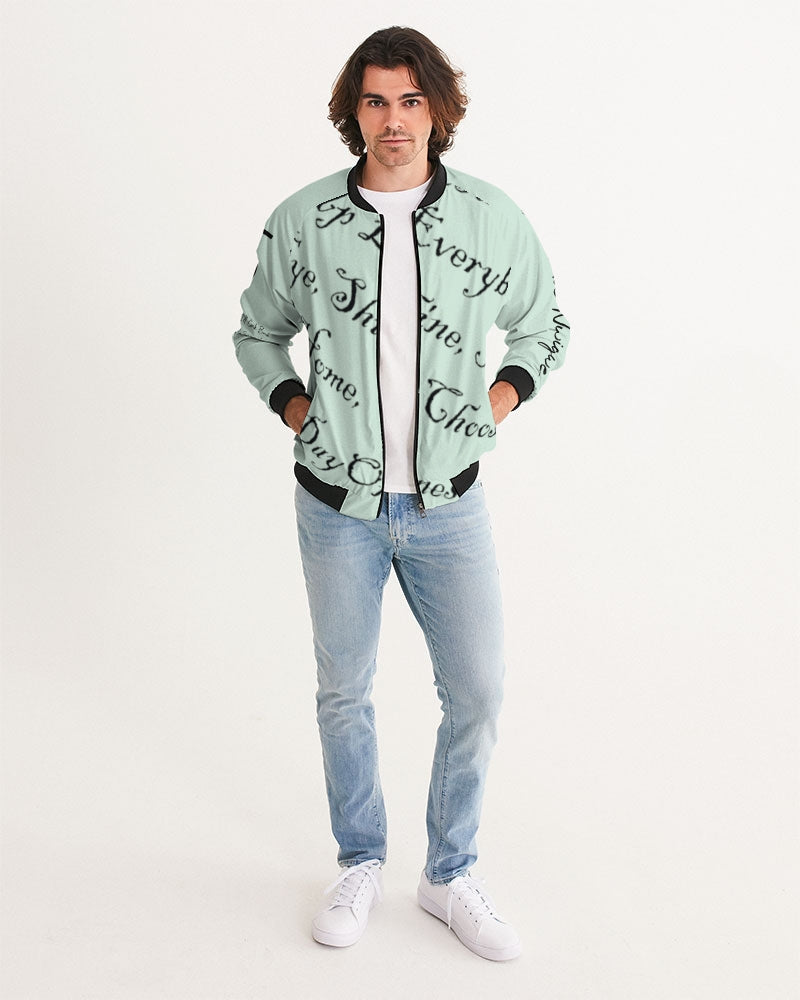 Light Mint Green Solid Men's Bomber Jacket