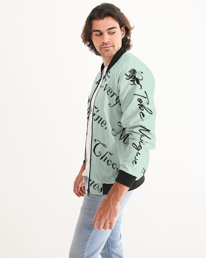 Light Mint Green Solid Men's Bomber Jacket