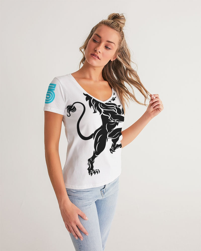 full Lion w bkgrd Women's V-Neck Tee