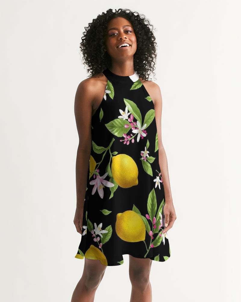 Lemon Flowers Women's Halter Dress