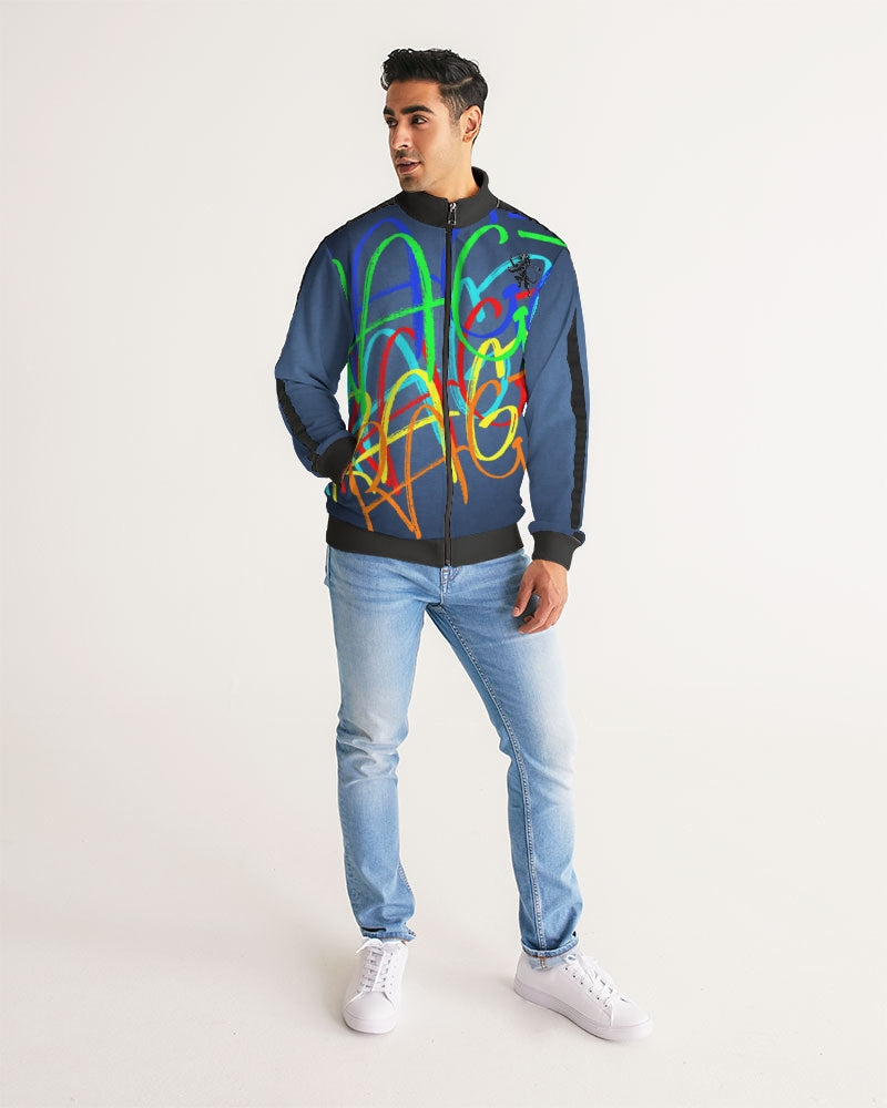 blue ombre1 Men's Stripe-Sleeve Track Jacket