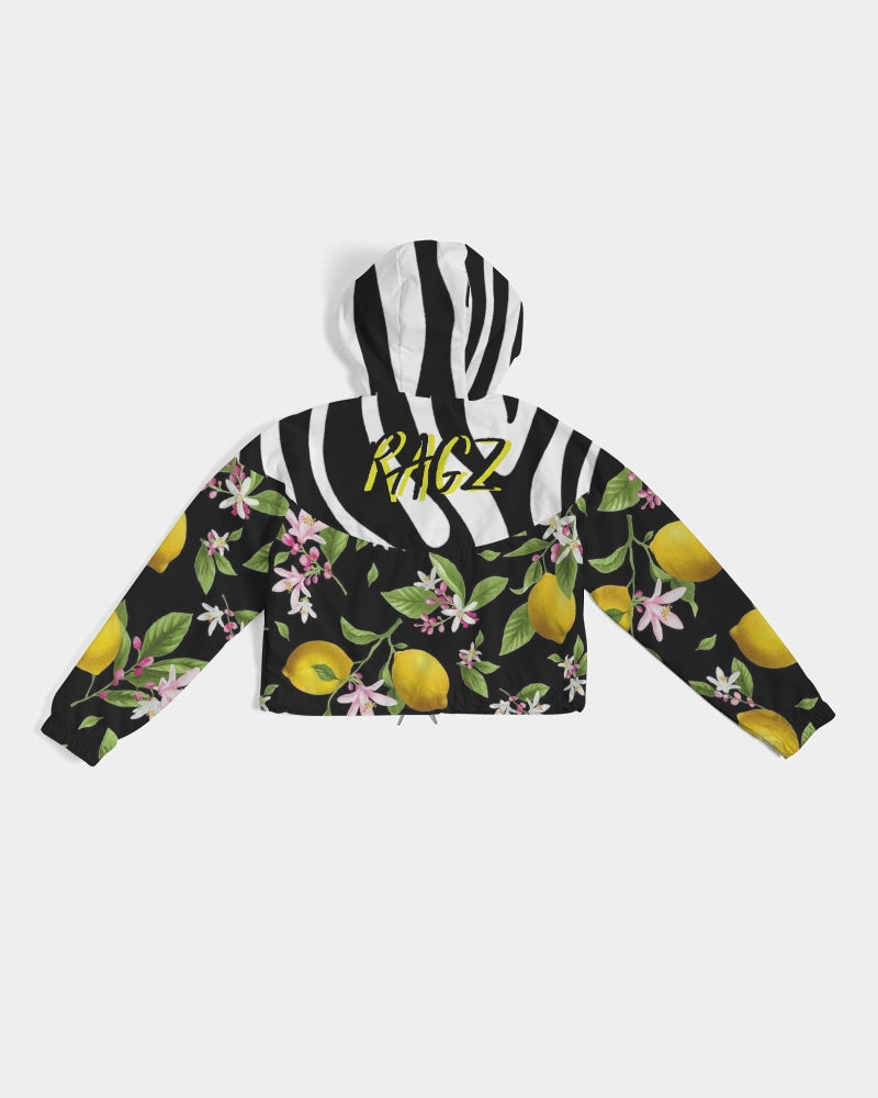 Lemon Flowers Women's Cropped Windbreaker