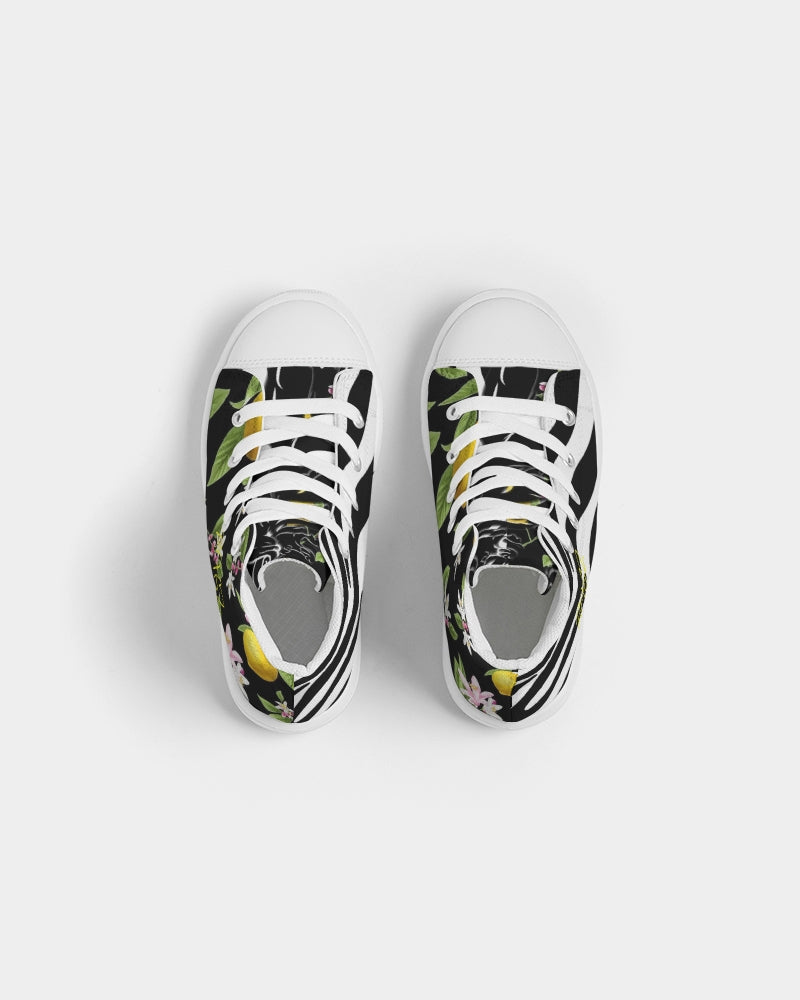 Lemon Flowers Kids Hightop Canvas Shoe