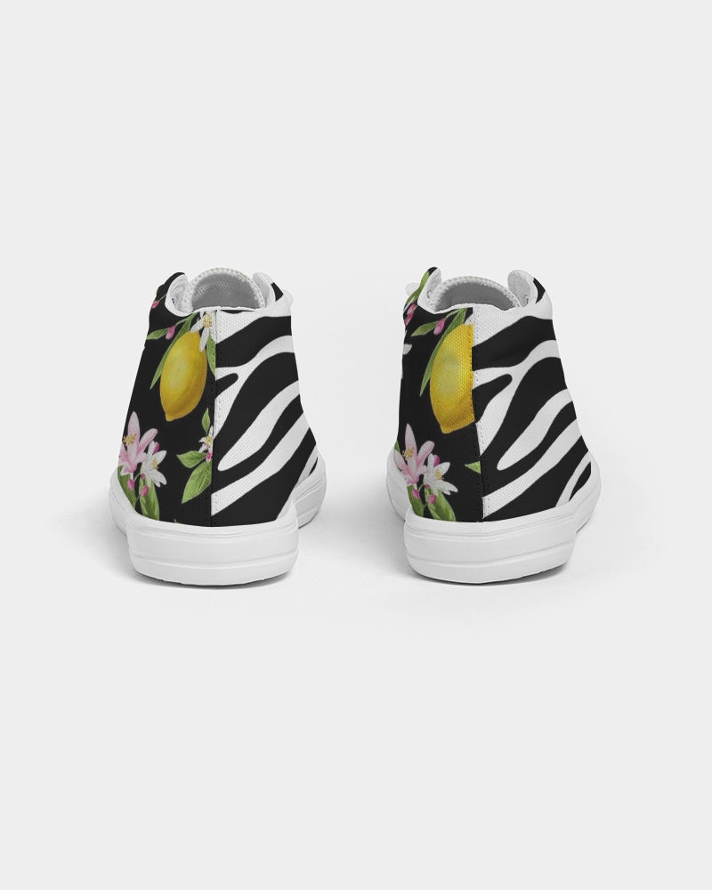 Lemon Flowers Kids Hightop Canvas Shoe