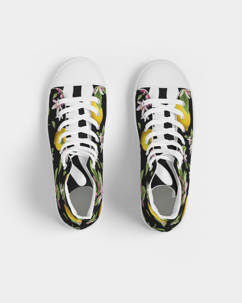 Lemon Flowers Men's Hightop Canvas Shoe