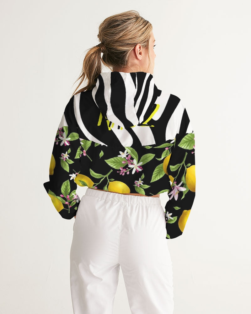 Lemon Flowers Women's Cropped Windbreaker