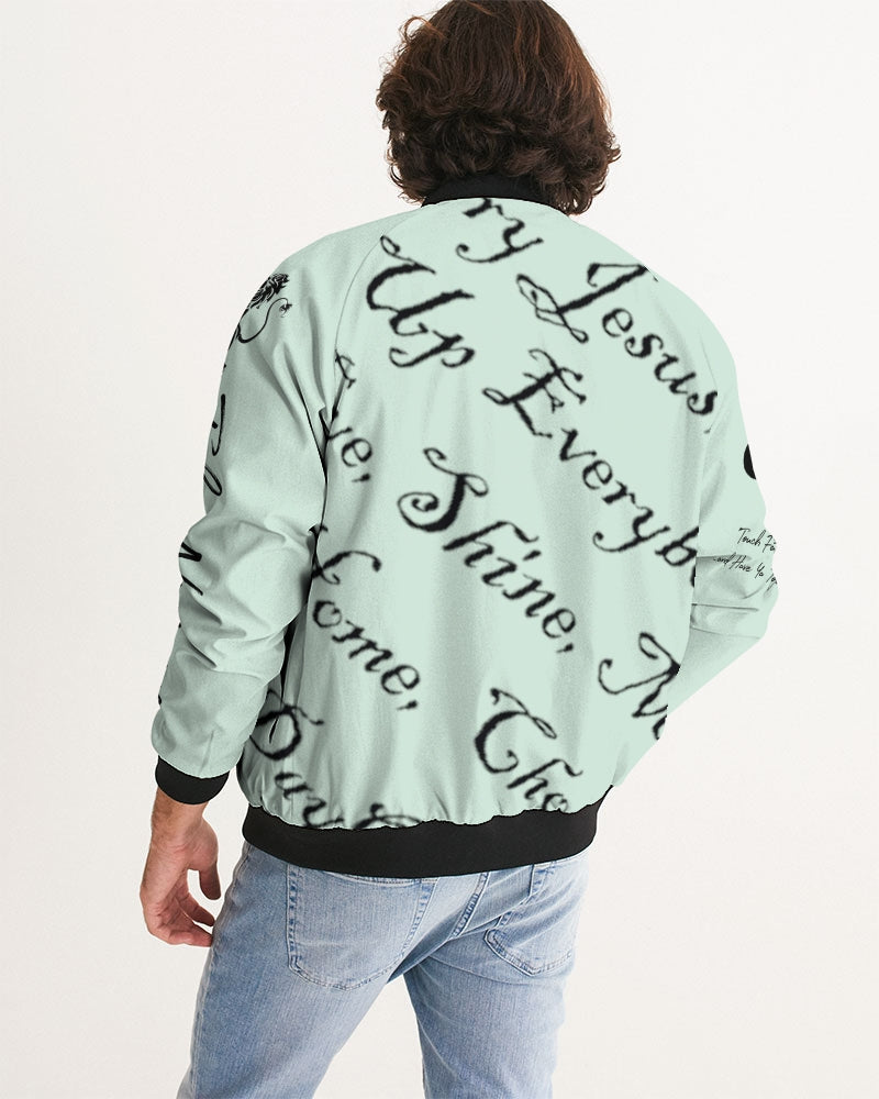 Light Mint Green Solid Men's Bomber Jacket