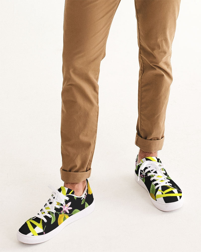 Lemon Flowers Men's Faux-Leather Sneaker