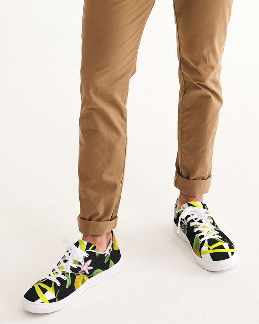 Lemon Flowers Men's Faux-Leather Sneaker