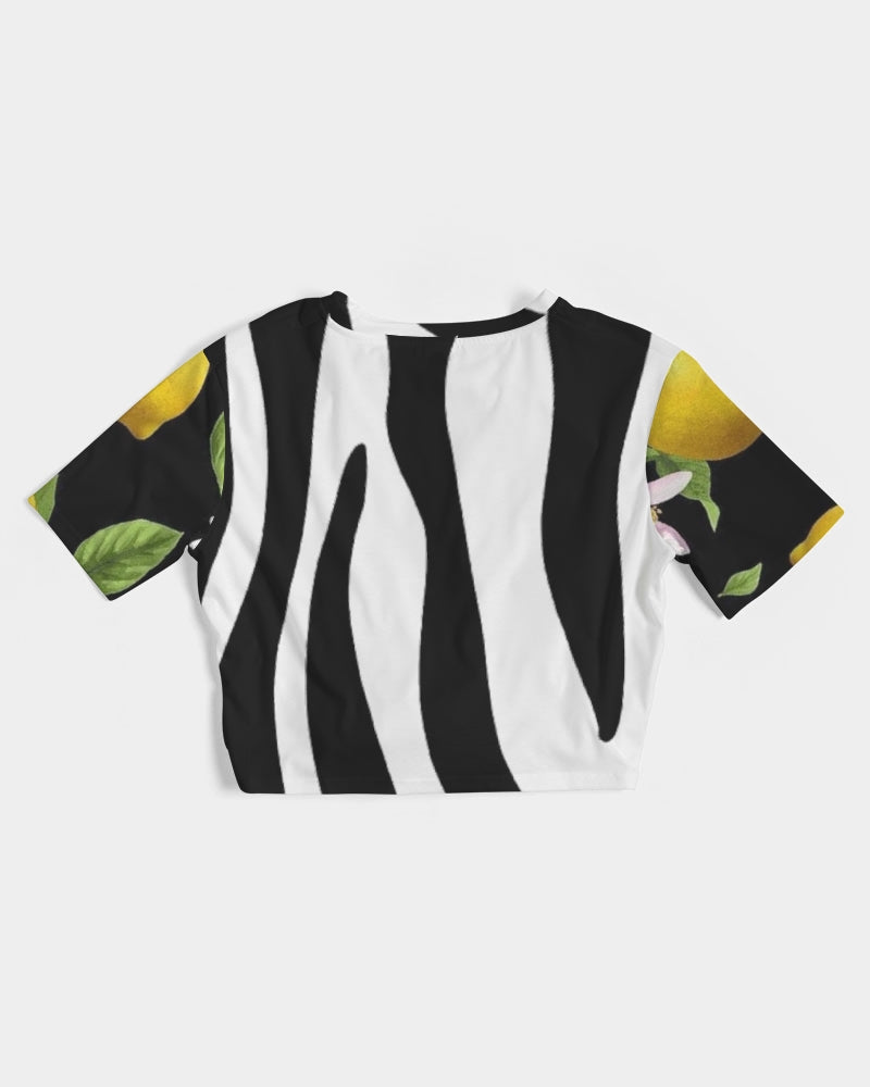 Lemon Flowers Women's Twist-Front Cropped Tee