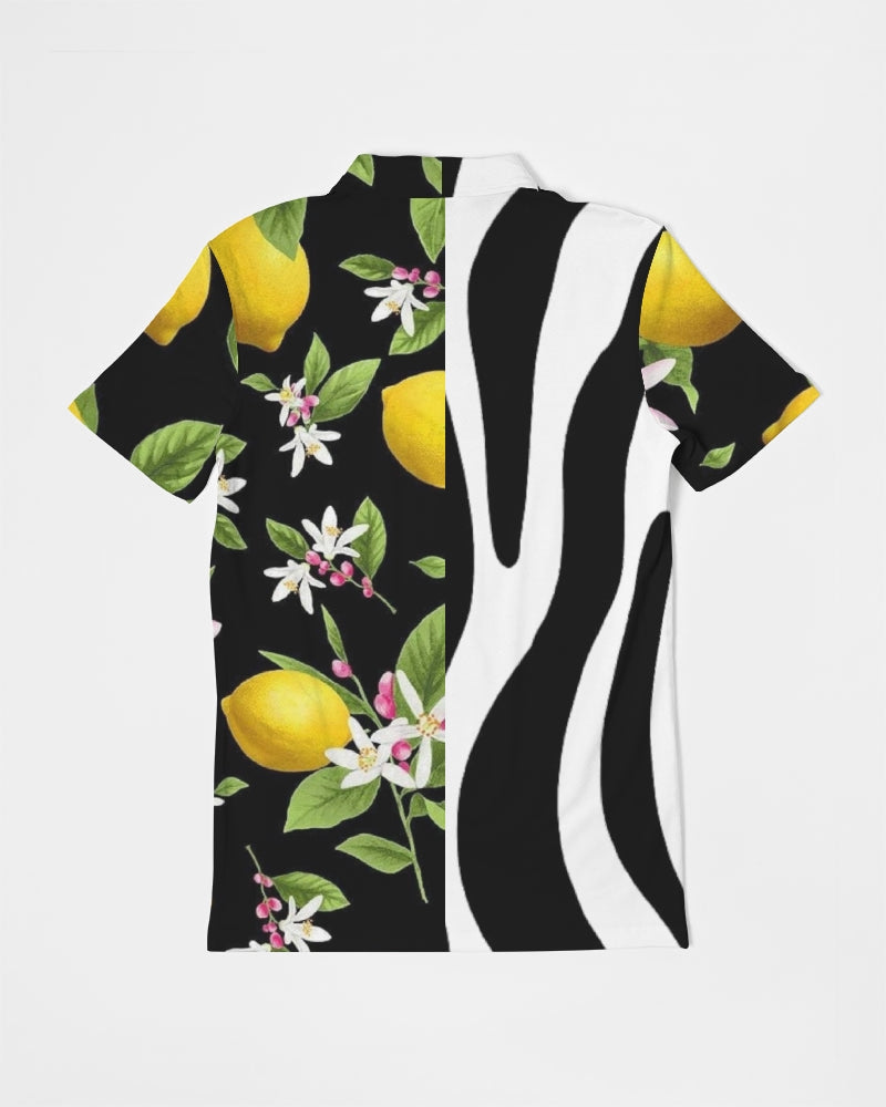 Lemon Flowers Men's Slim Fit Short Sleeve Polo