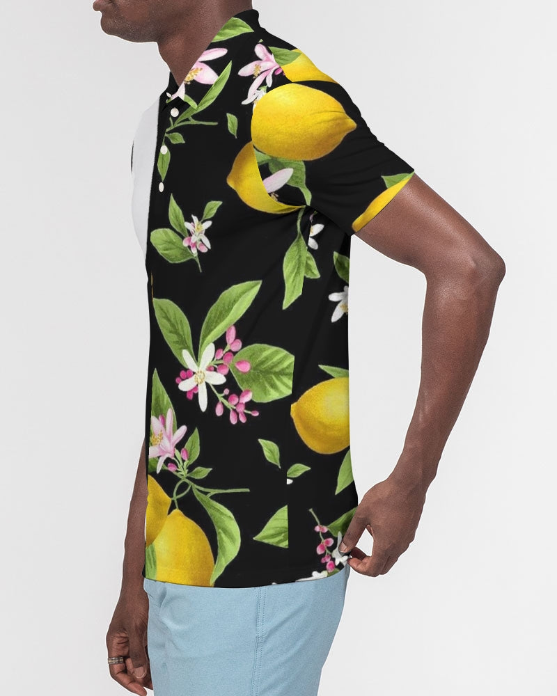 Lemon Flowers Men's Slim Fit Short Sleeve Polo