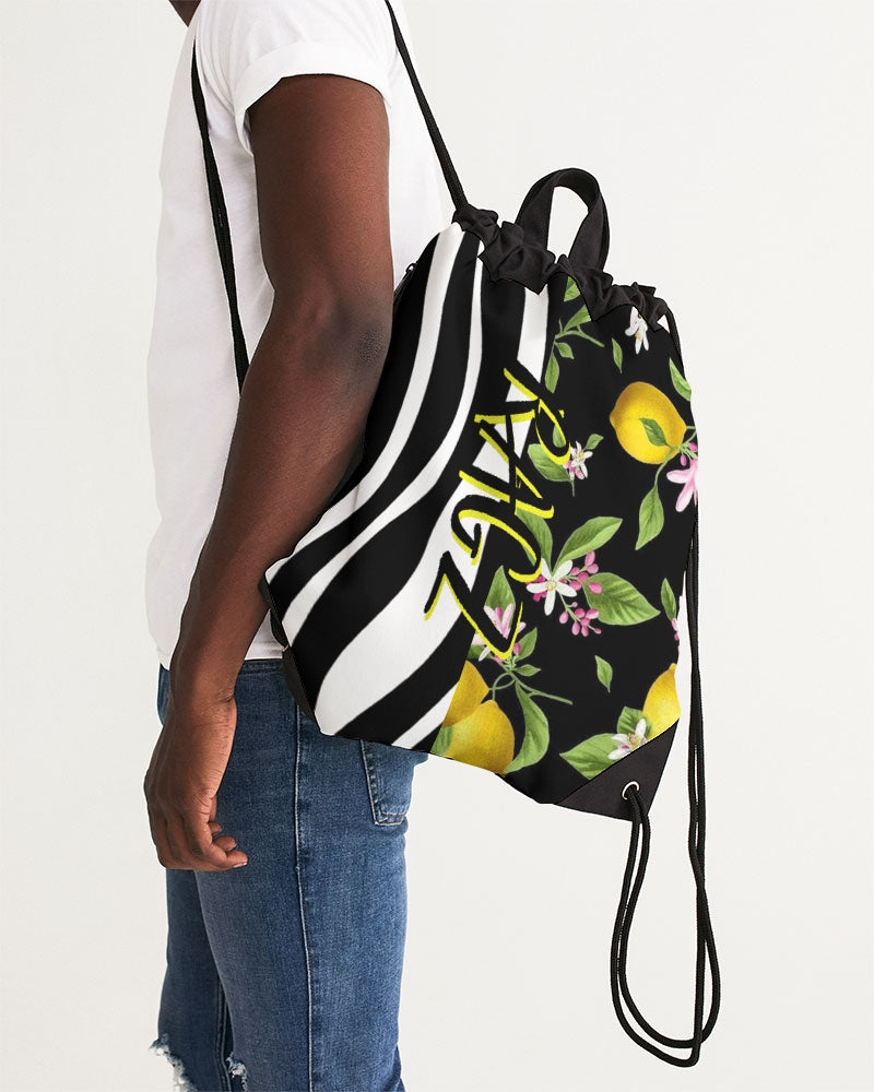 Lemon Flowers Canvas Drawstring Bag