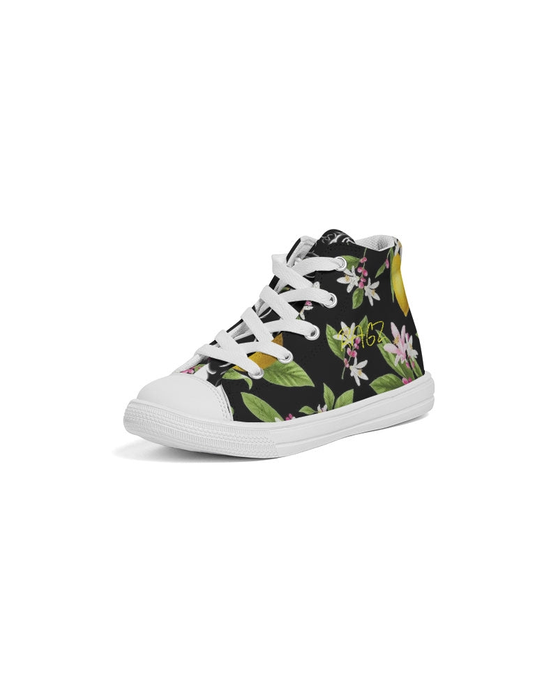 Lemon Flowers Kids Hightop Canvas Shoe
