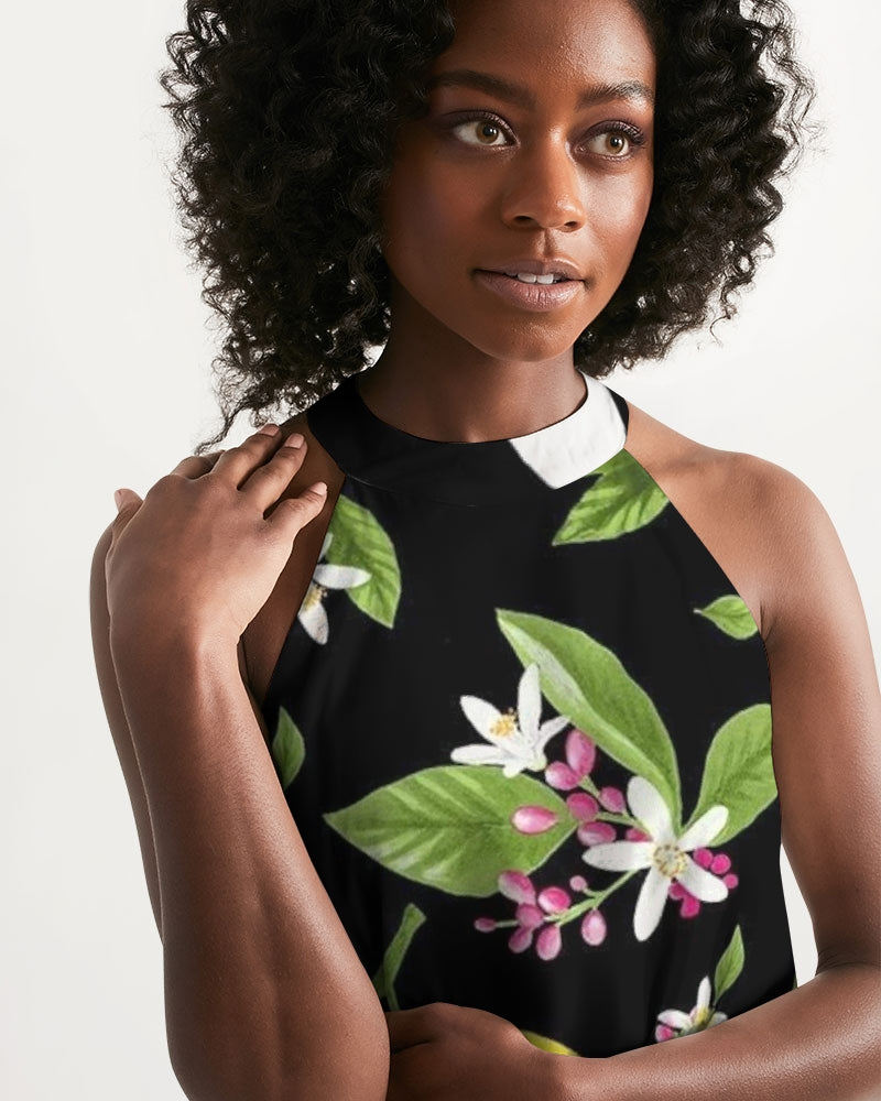 Lemon Flowers Women's Halter Dress