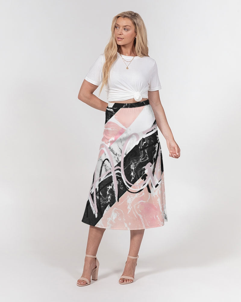 Marble Women's A-Line Midi Skirt