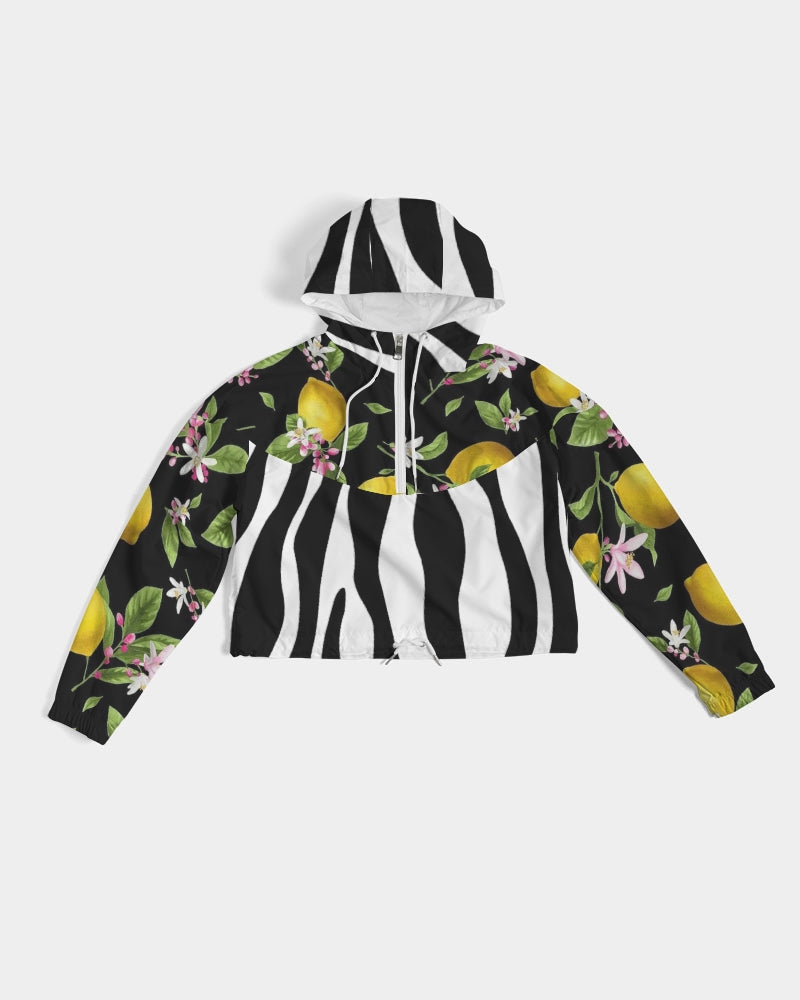 Lemon Flowers Women's Cropped Windbreaker