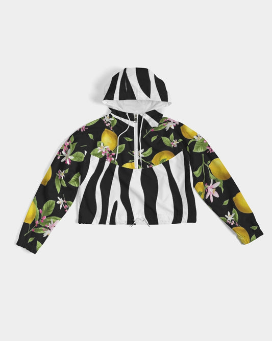 Lemon Flowers Women's Cropped Windbreaker