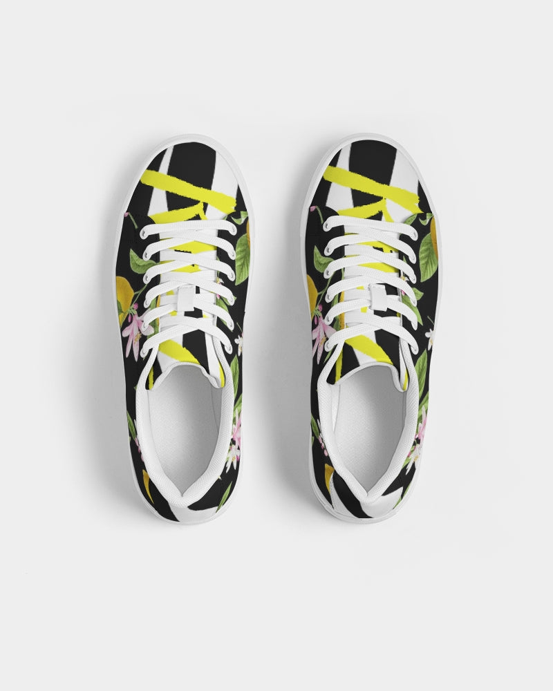 Lemon Flowers Men's Faux-Leather Sneaker