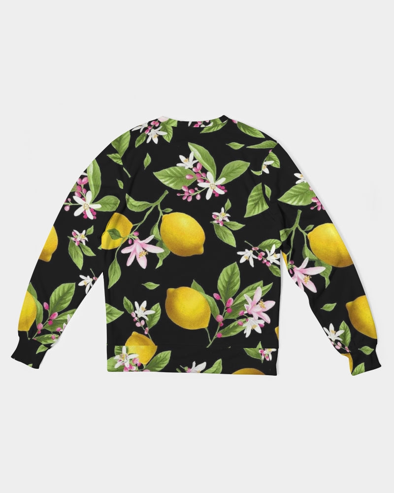 Lemon Flowers Men's Classic French Terry Crewneck Pullover