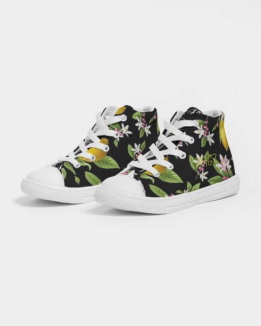 Lemon Flowers Kids Hightop Canvas Shoe