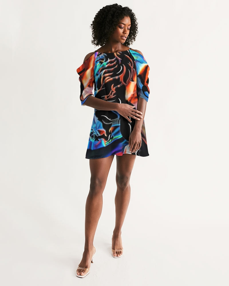JAZZ1 Women's Open Shoulder A-Line Dress