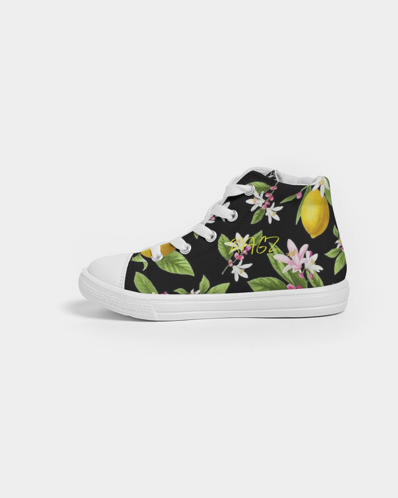 Lemon Flowers Kids Hightop Canvas Shoe