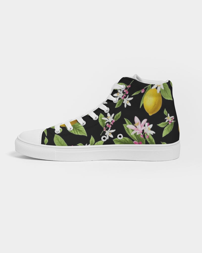Lemon Flowers Women's Hightop Canvas Shoe