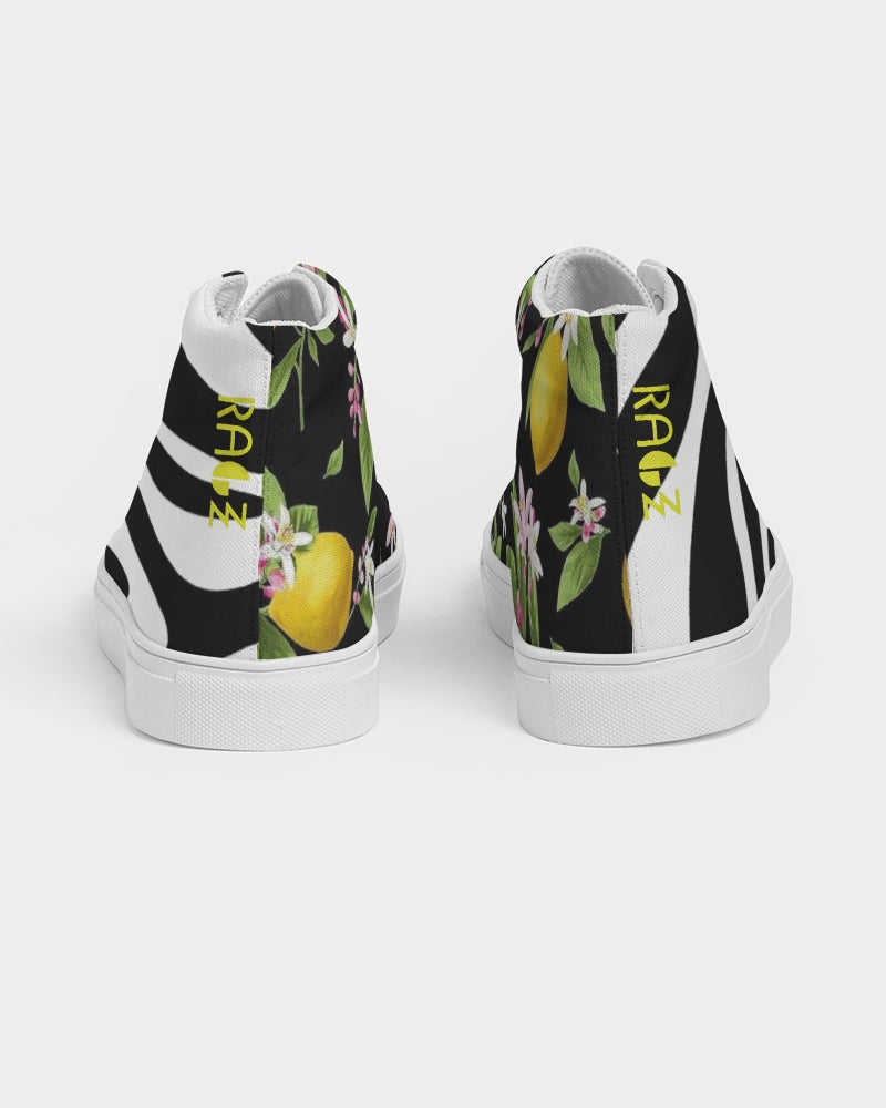 Lemon Flowers Women's Hightop Canvas Shoe