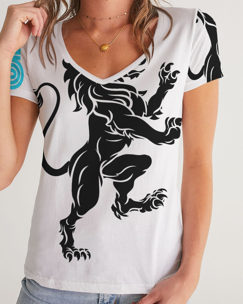 full Lion w bkgrd Women's V-Neck Tee
